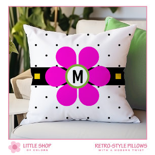 Pink Retro Style Flower Power Cushion