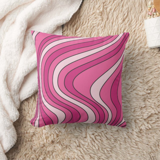 Pink retro style waves cushion (Blanket)
