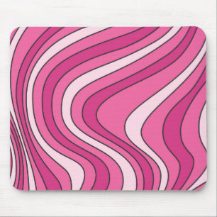 Pink retro style waves mouse pad