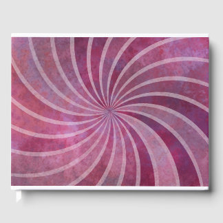 Pink Retro Sunburst Pattern Guest Book