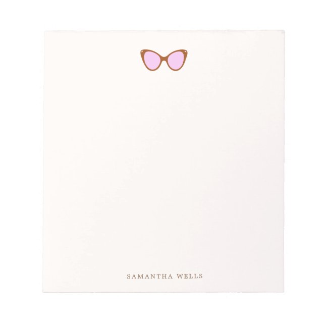  Pink Retro Sunglasses Personalised Thank You  Notepad (Front)