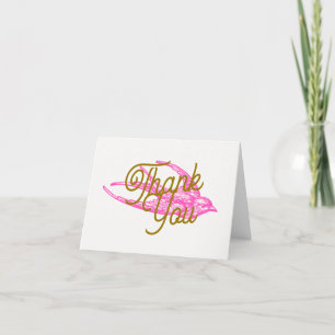 Pink Retro Swallow Thank You Card