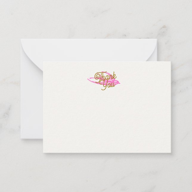 Pink Retro Swallow Thank You Card (Front)