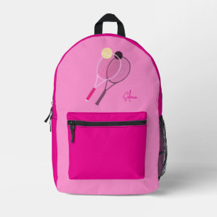 Pink Retro Tennis Court Star Custom Signature Printed Backpack