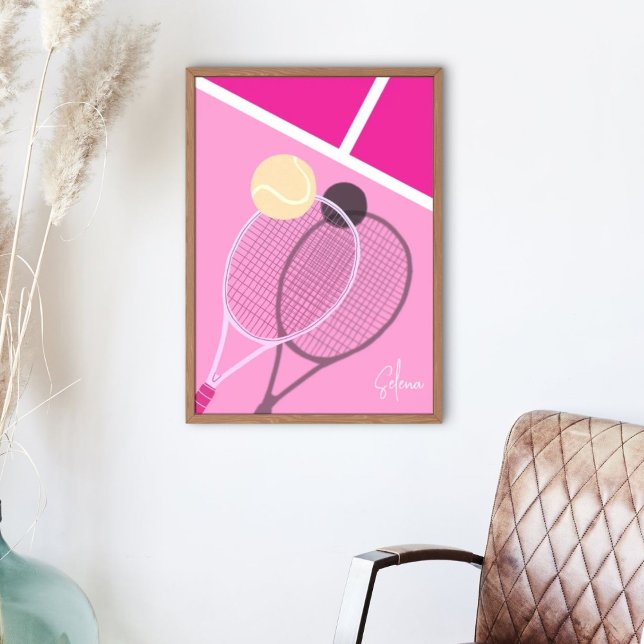 Pink Retro Tennis Hard Court Star Custom Signature Poster (Creator Uploaded)