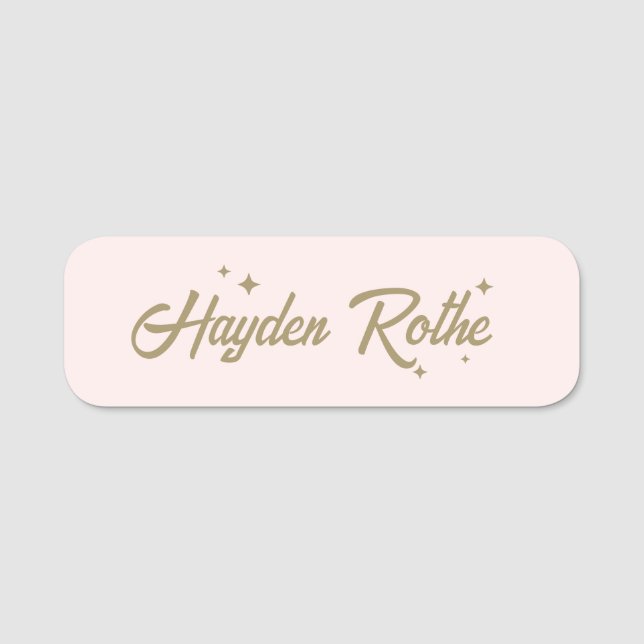 Pink Retro Typography  Name Tag (Front)