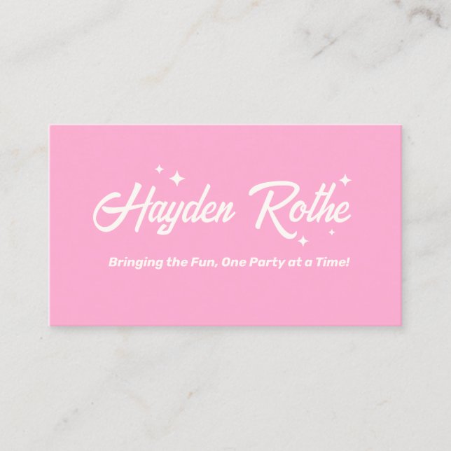 Pink Retro Typography  QR Code Business Card (Front)