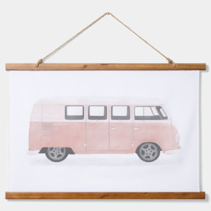 Pink Retro Van Nursery Decor Hanging Tapestry