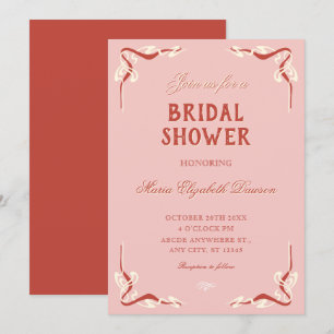 Pink retro vintage bridal shower invitation
