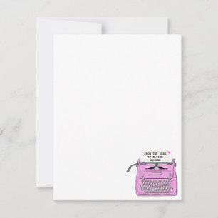 Pink Retro Vintage Typewriter Desktop Personalised Card