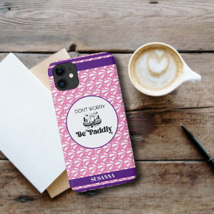 Pink Retro Water Pattern Otter Canoe Custom Name Case-Mate iPhone Case