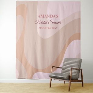 Pink Retro Wave Bridal Shower Photo Booth Backdrop Tapestry