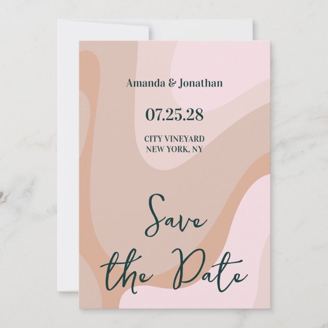 Pink Retro Wave Wedding Save the Date  Invitation (Front)