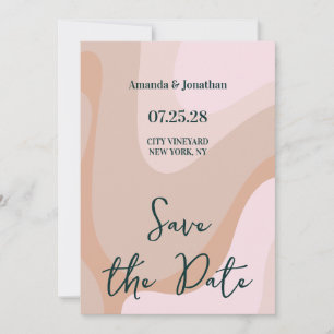 Pink Retro Wave Wedding Save the Date Invitation