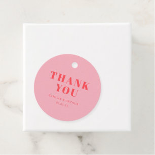 Pink retro wedding favour tags