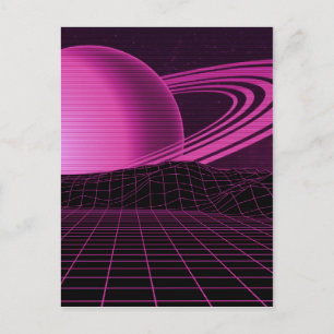 Pink Retrowave Postcard