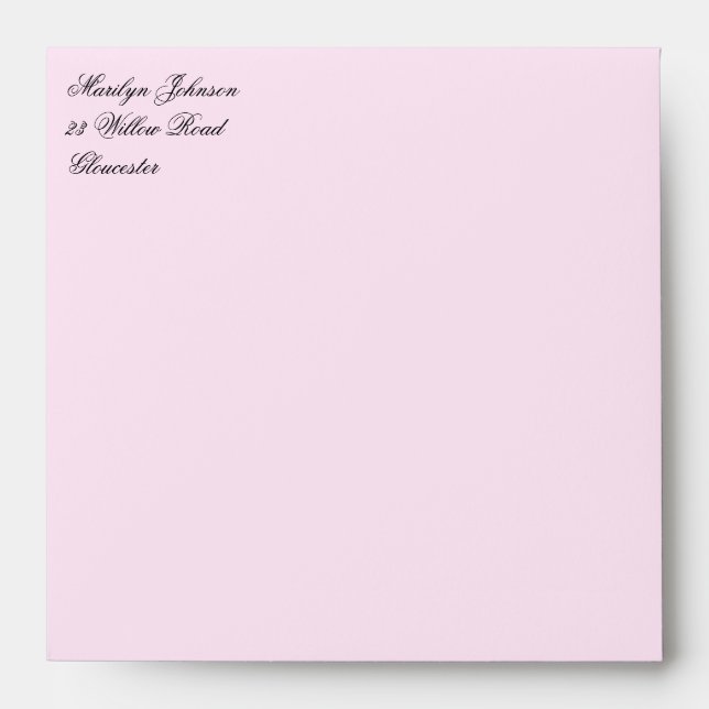 Pink Return Address Envelope for 5" Square (Front)
