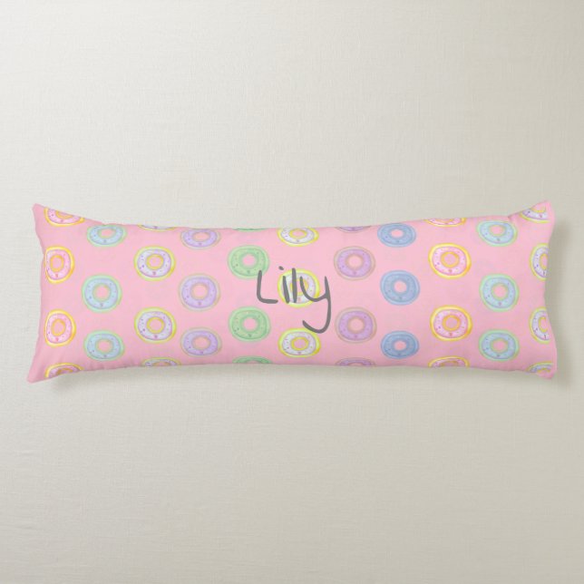 Pink Reversible Custom Name Doughnut Body Pillow (Front)