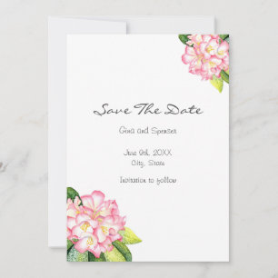 'Pink Rhod' Watercolor Save The Date