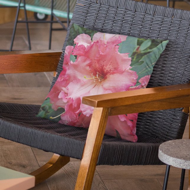 Pink Rhododendron Bloom Floral Cushion (In Situ Patio)