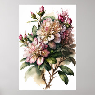 Pink Rhododendron Flowers Art Print Poster