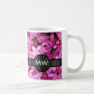 Pink Rhododendron flowers monogram Coffee Mug