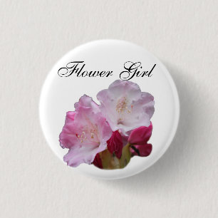 pink rhododendron flowers wedding button