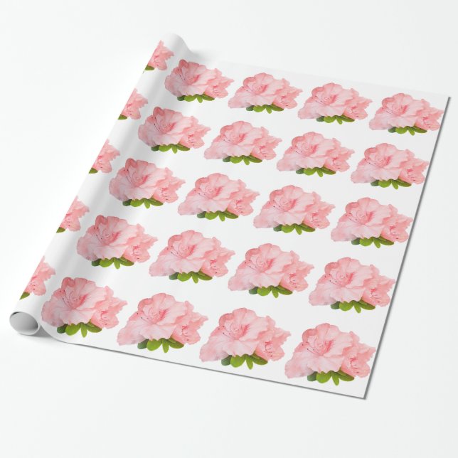 Pink rhododendron on white wrapping paper (Unrolled)