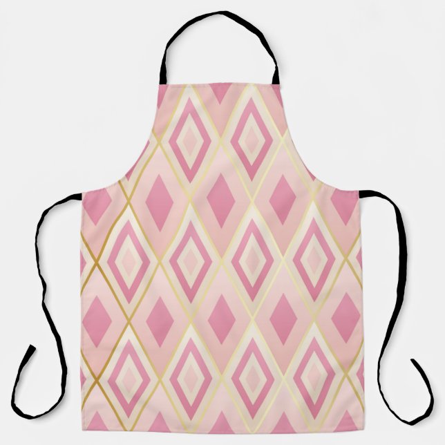 Pink rhombus shapes geometric seamless pattern apron (Front)