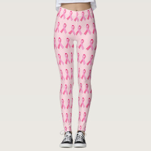 Pink Ribbon Alternating Pattern on Light Pink Leggings