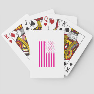 Pink Ribbon American Flag Breast Cancer Awareness Playing Cards