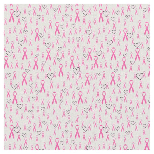 Pink-Ribbon and Hearts_ Fabric (Close Up)