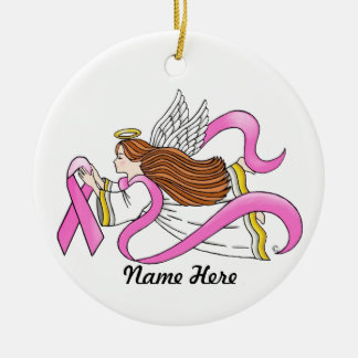 "Pink Ribbon" Awareness Angel Ceramic Tree Decoration