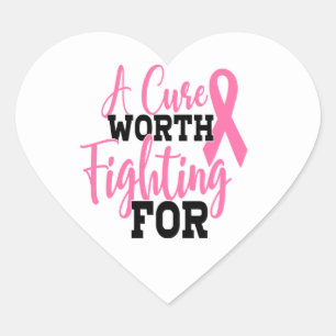 Pink Ribbon Awareness Breast Cancer Heart Sticker