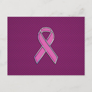 Pink Ribbon Awareness Carbon Fibre Decor Postcard