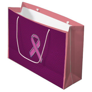 Pink Ribbon Awareness Carbon Fibre Large Gift Bag