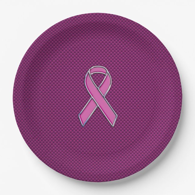 Pink Ribbon Awareness Carbon Fibre Paper Plate (Front)