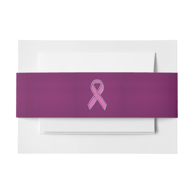 Pink Ribbon Awareness Fuchsia Carbon Fibre Invitation Belly Band (Front Example)