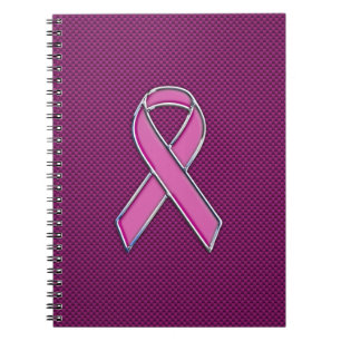 Pink Ribbon Awareness Fuchsia Carbon Fibre Spiral Notebook