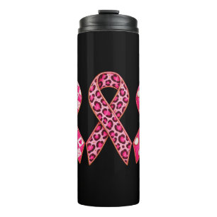 Pink Ribbon Awareness Leopard Chequerboard Polka Thermal Tumbler