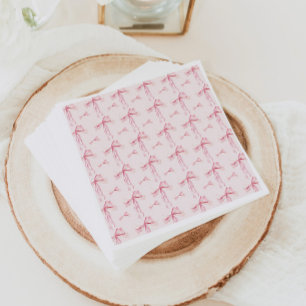 Pink Ribbon Baby Shower Paper Napkins Girl Bow