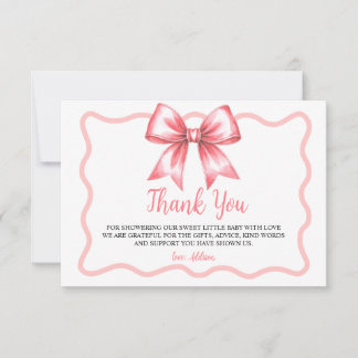 Pink Ribbon Baby Shower Thank You Card