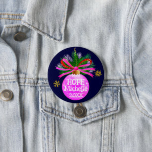 Pink Ribbon Bauble 7.5 Cm Round Badge