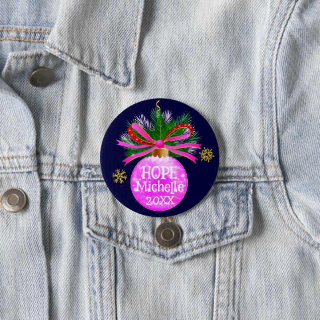 Pink Ribbon Bauble 7.5 Cm Round Badge (In Situ)