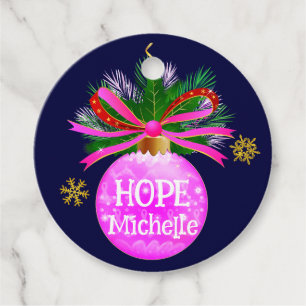 Pink Ribbon Bauble Favour Tags