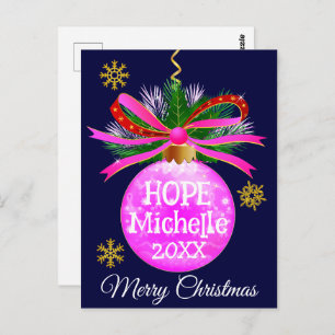 Pink Ribbon Bauble Postcard