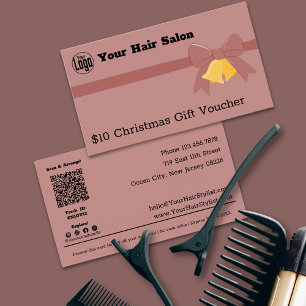 Pink Ribbon Bells $10 Christmas Gift Voucher Card