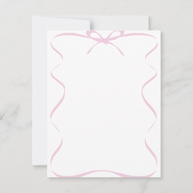 Pink Ribbon Blank Note Card (Back)