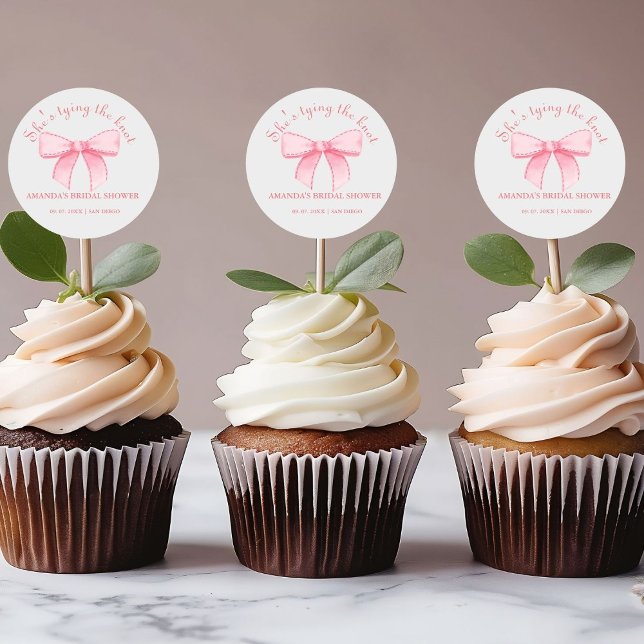 Pink  Ribbon Blush Bridal Shower Classic Round Sticker (Creator Uploaded)