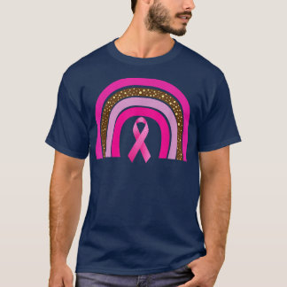 Pink Ribbon Boho Rainbow Breast Cancer Awareness M T-Shirt
